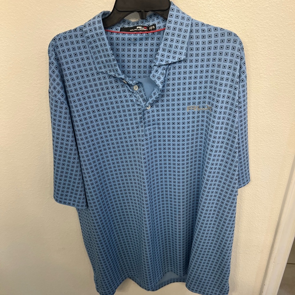 Men's Ralph Lauren Blue Patterned Golf Polo Shirt